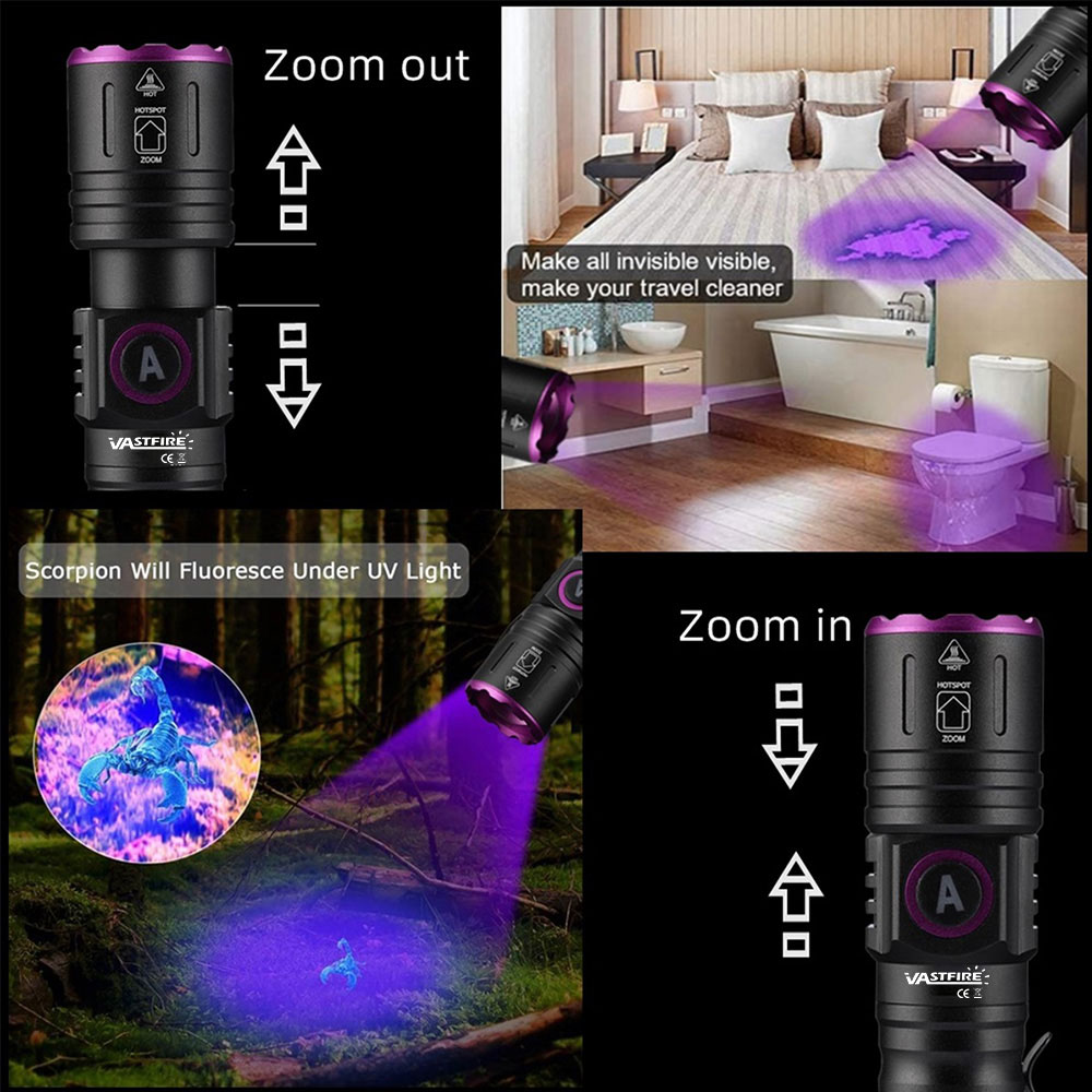 DARKBEAM UV Flashlight 365nm Black Light Wood's lamp USB Rechargeable Mini but P