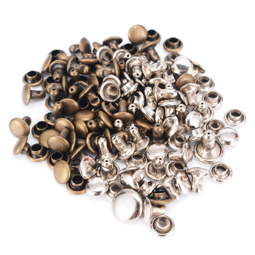 120 Set Leather Rivets Double Cap Rivets Metal Fixing Tool Kit for