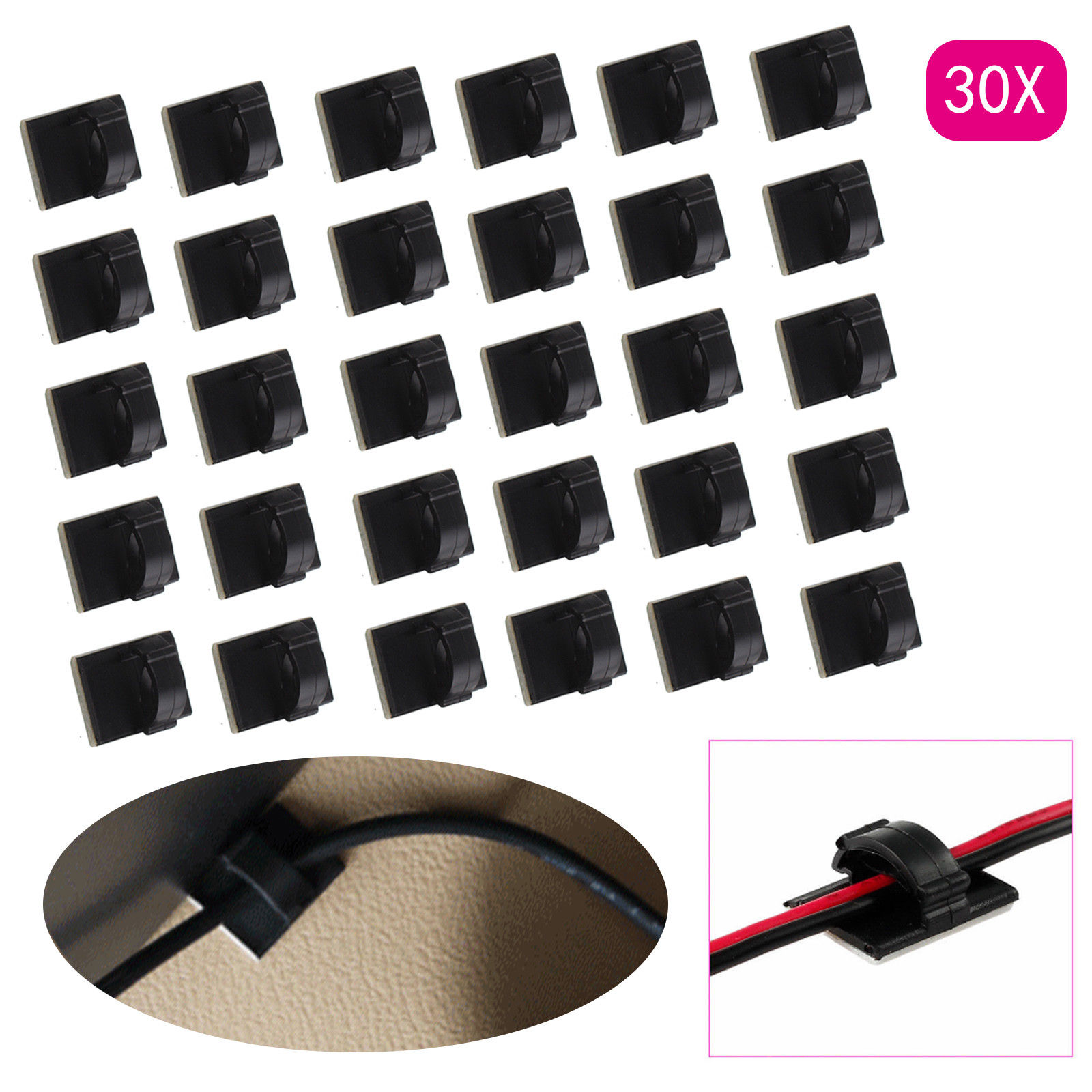 Kabelclip selbstklebend Kabelführung Kabelhalter Kabelklemme Clip Set 8tlg