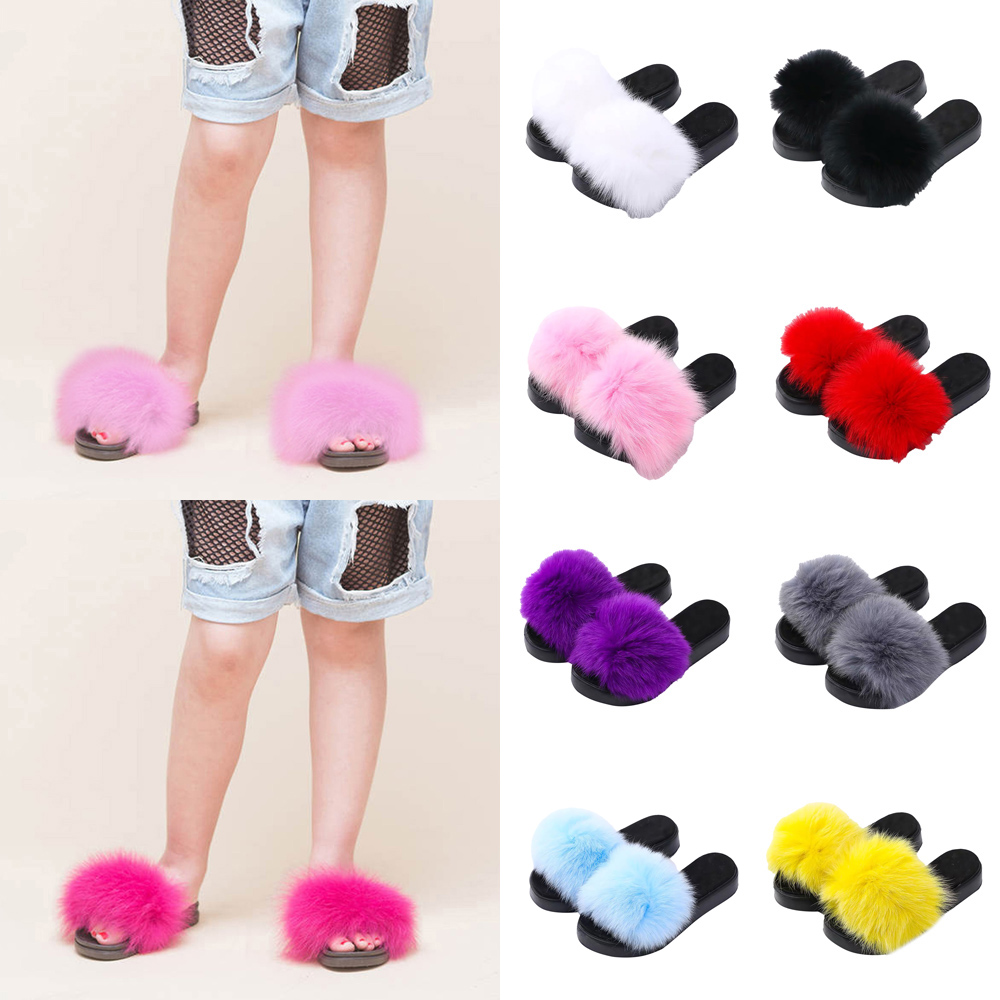 baby fur slide sandals
