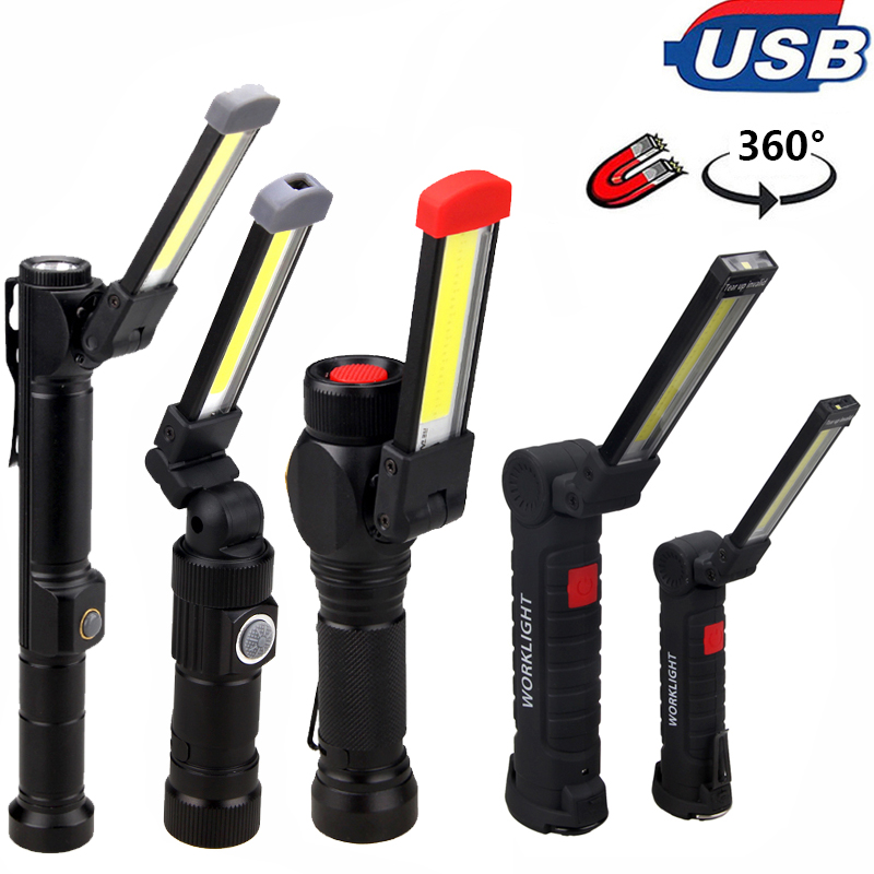 Lot Multifunction Rechargeable COB LED Work Light Flod Flashlight Magnetic Torch