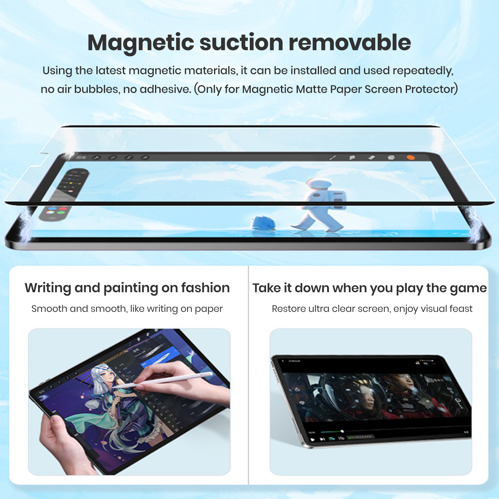 Paper Feel Screen Protector Film For iPad Pro 11 Air 4 5 10.9 10th 7/8/9th  Generation Pro 12.9 Removable Magnetic Attraction