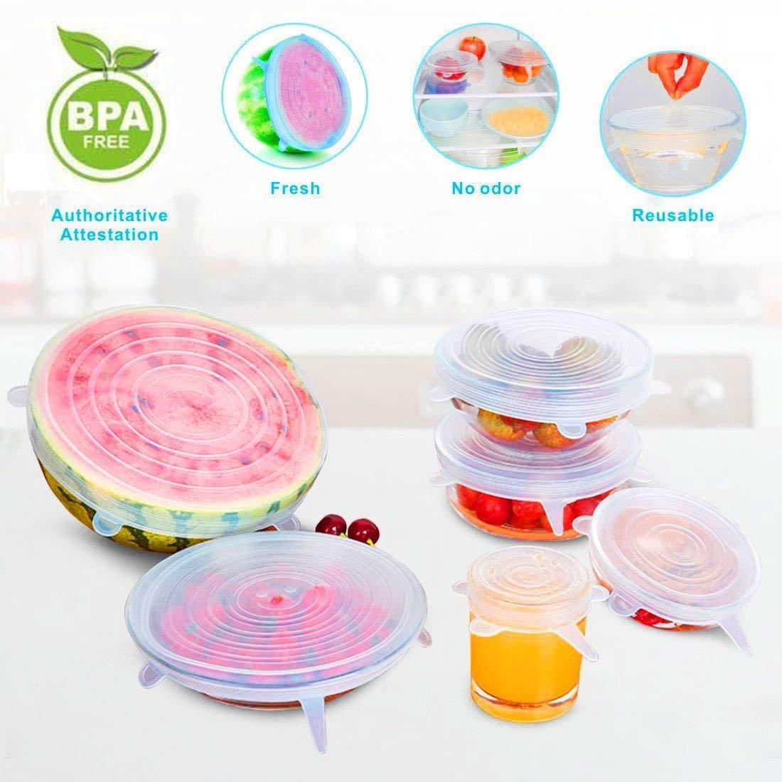12X for Bowl Silicone Stretch Lids Suction Lid - Multi Size Stretchable ...