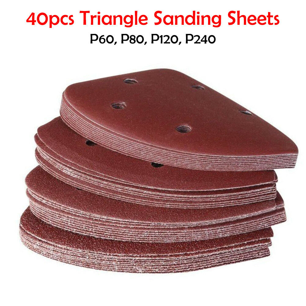 40PCS 140mm Mouse Sander Pads Sanding Sheets Discs Mixed 10 x 60 80 120 240 Grit 