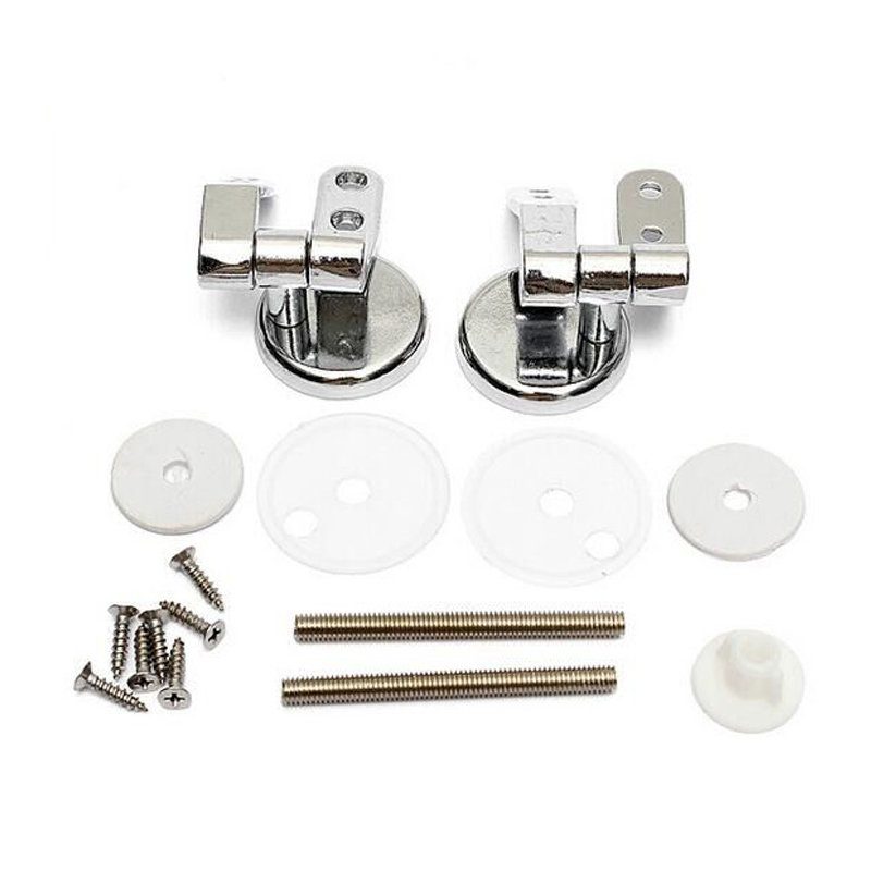 2pcs Universal Zinc Toilet Seat Hinges Screws Mountings Chrome Set