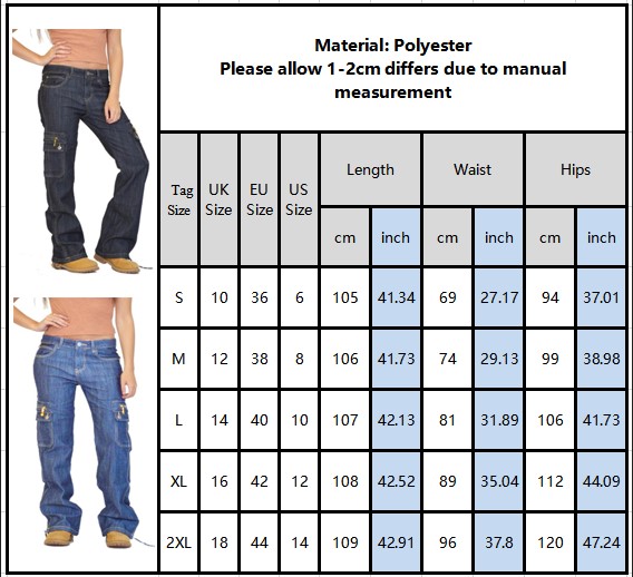 Women's Bootcut Jeans Stretch Denim Cargo Long Pants Low Waist Flared ...
