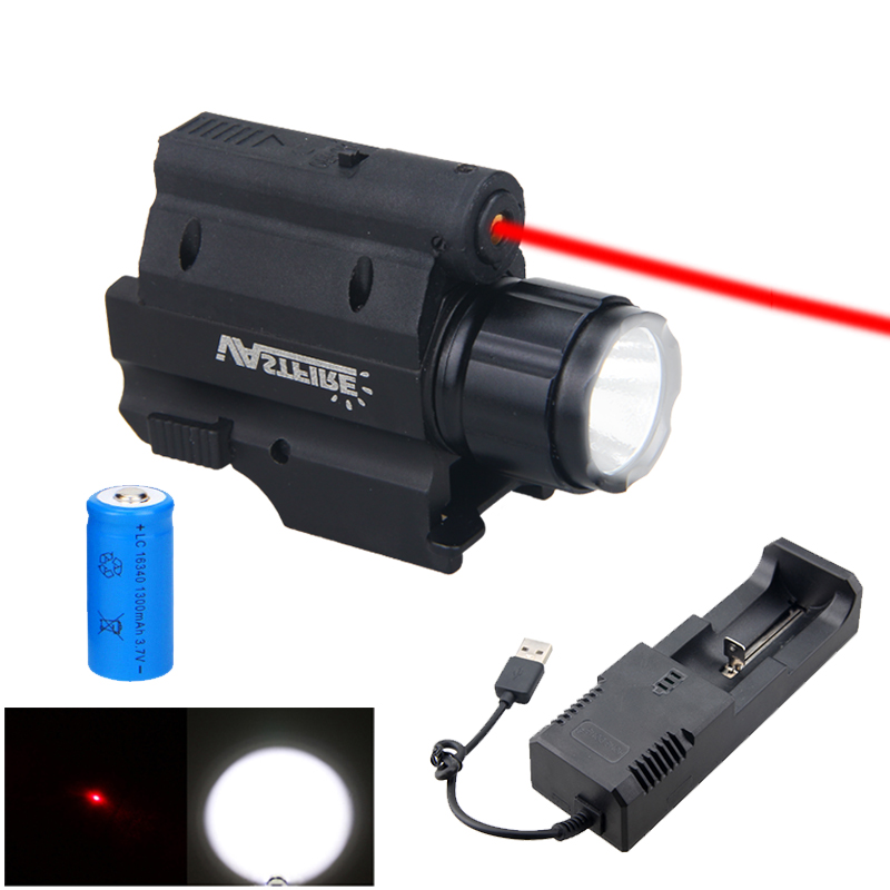 Red Laser Sight+LED Flashlight Tactical Combo F// Rifle Picatinny 20mm Rail Mount