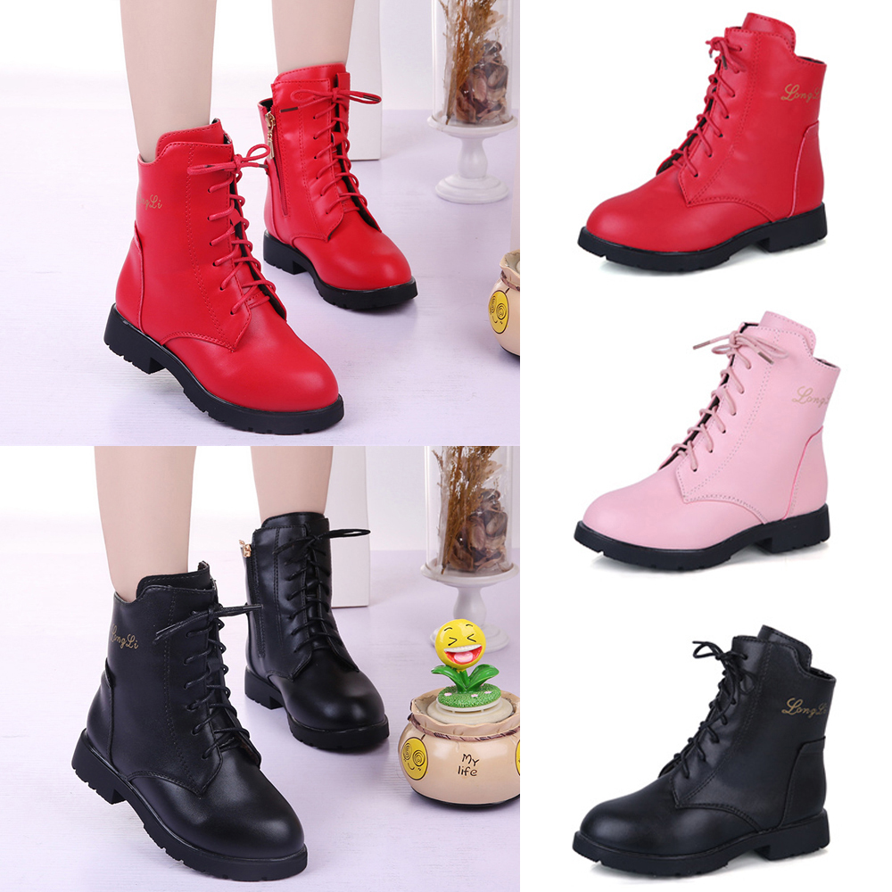 Kids Snow Boots Waterproof Toddler Infant Baby Boys Girls Winter Warm Shoes Retro Solid Wedges Slip-On Zip Casual Shoes