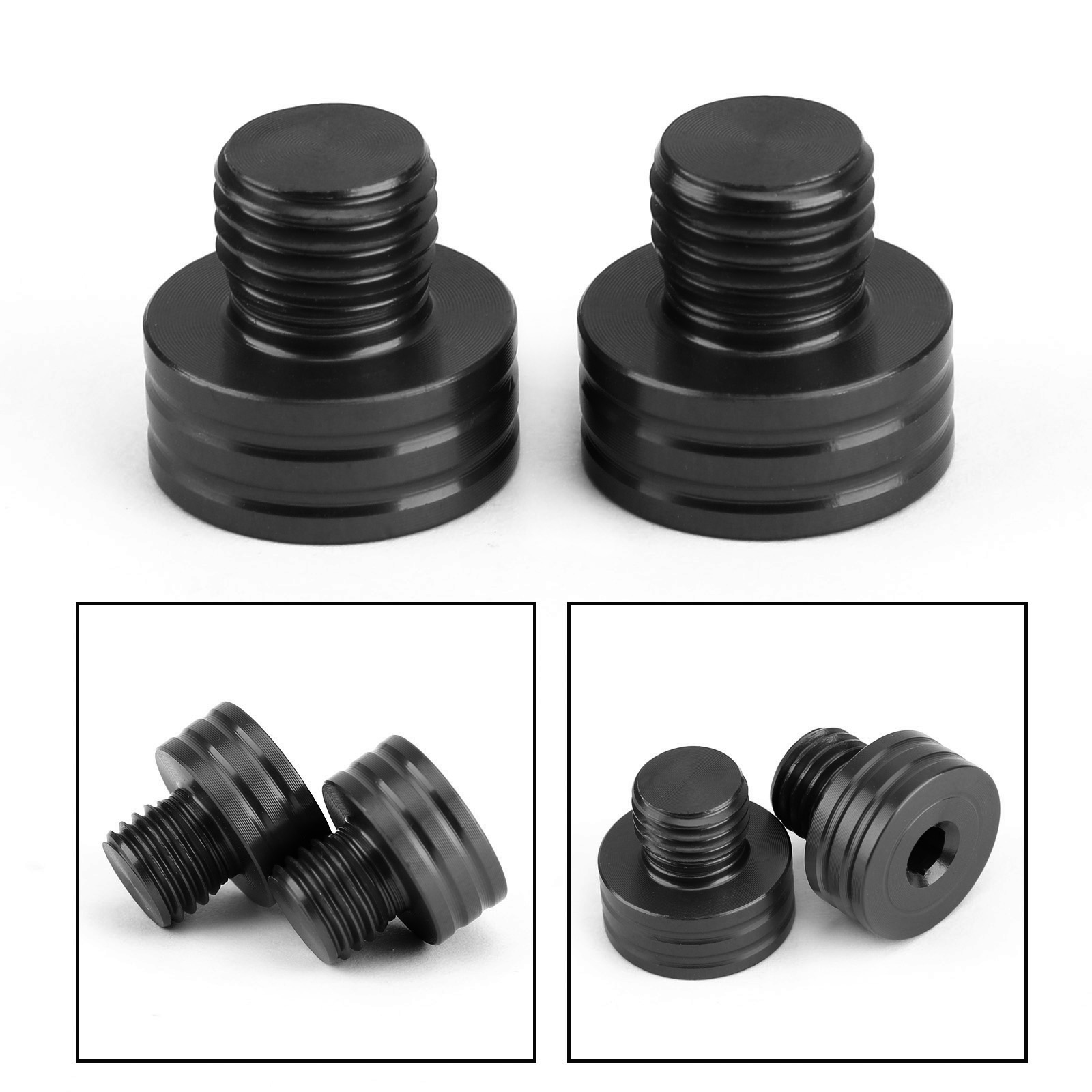 2 PCS Billet Aluminium Motorbike Mirror Hole Plugs M8 x 1.25 Threaded Mirror Blanking Plugs
