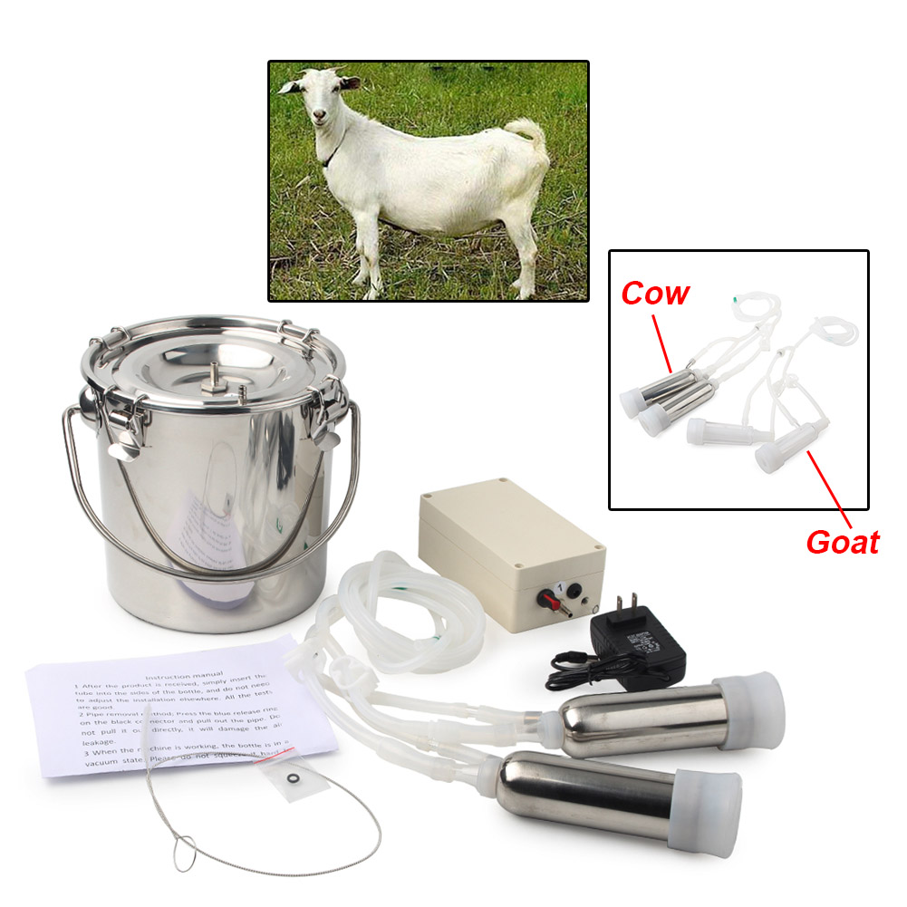 5L Electric Milking Machine Vacuum Impulse Pump Stainless Steel Cow Goat Milker