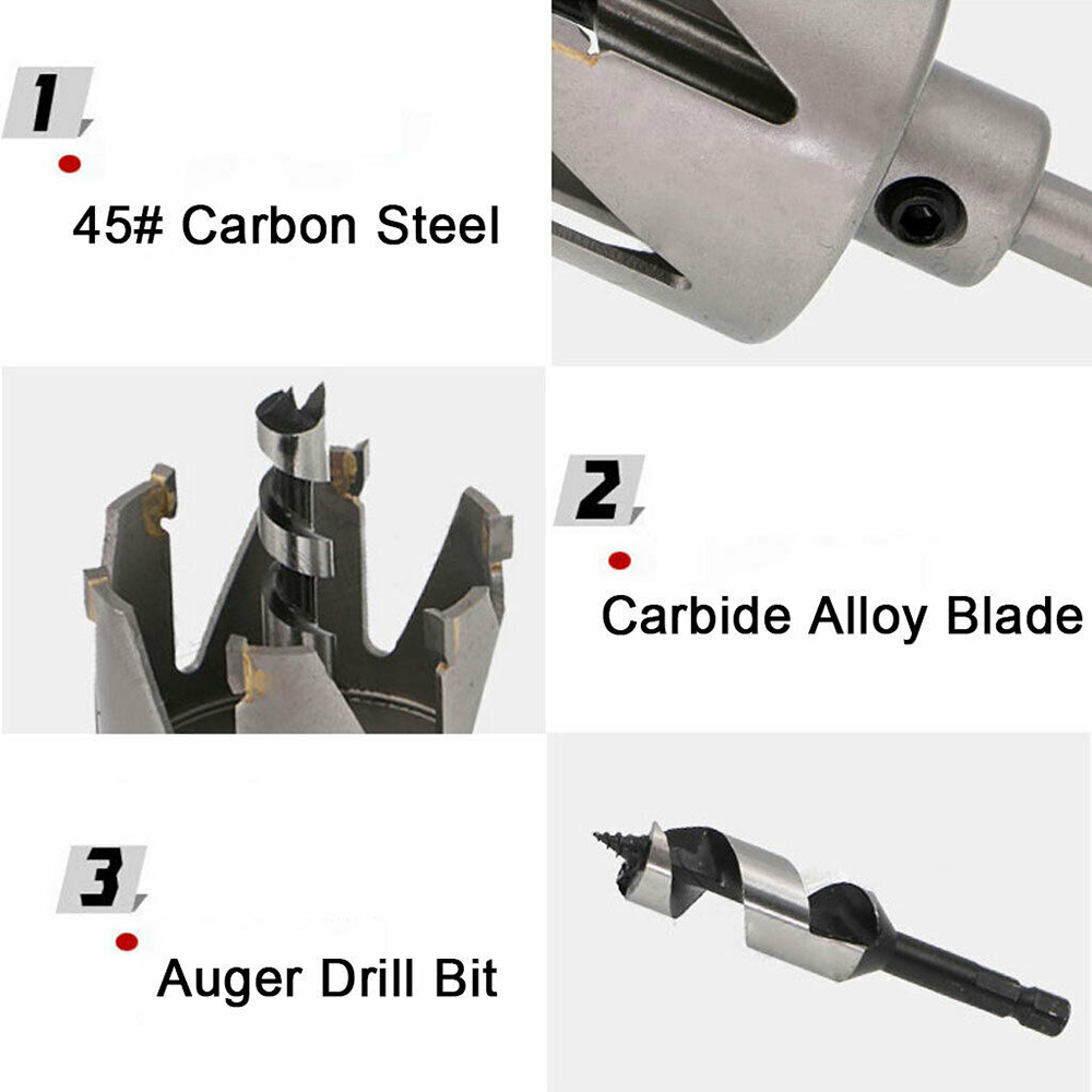 54mm Door Lock Installation Kit HCS Carbide Hole Saw Drill Cutter
