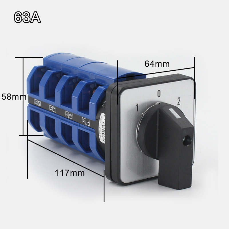 3-Position 8-Schraubklemmen Drehschalter - Nockenschalter 20A-63A Für Motorsteuerung
