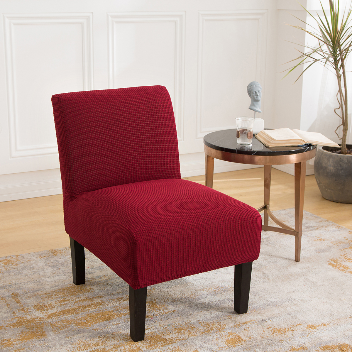 Slipper Chair Slipcover Stretch Armless Accent Cover Protector Elastic Decor US | eBay