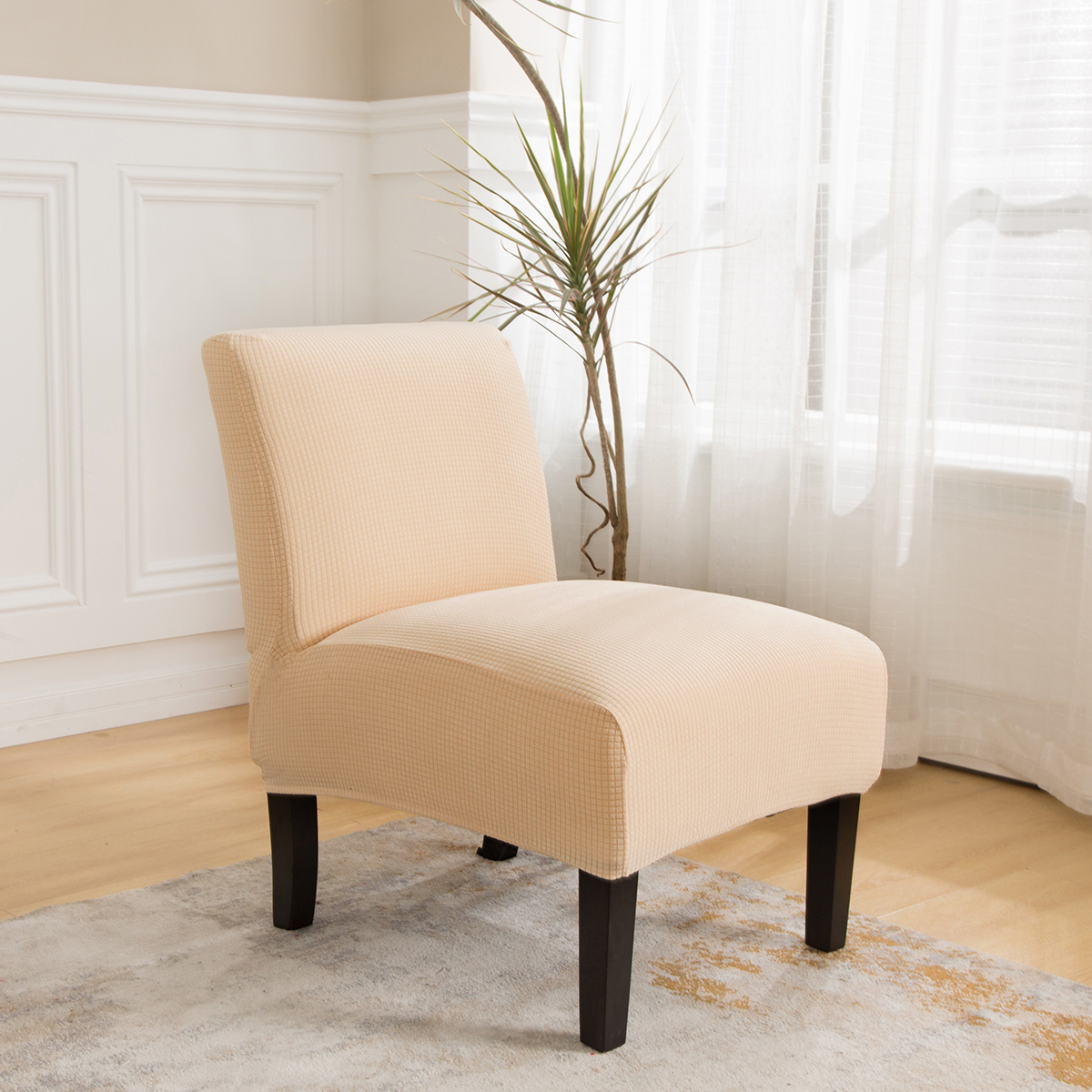 Slipper Chair Slipcover Stretch Armless Accent Cover Protector Elastic Decor US | eBay