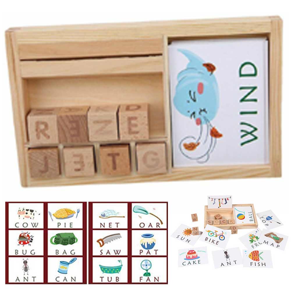 3 in 1 spell learning game wooden