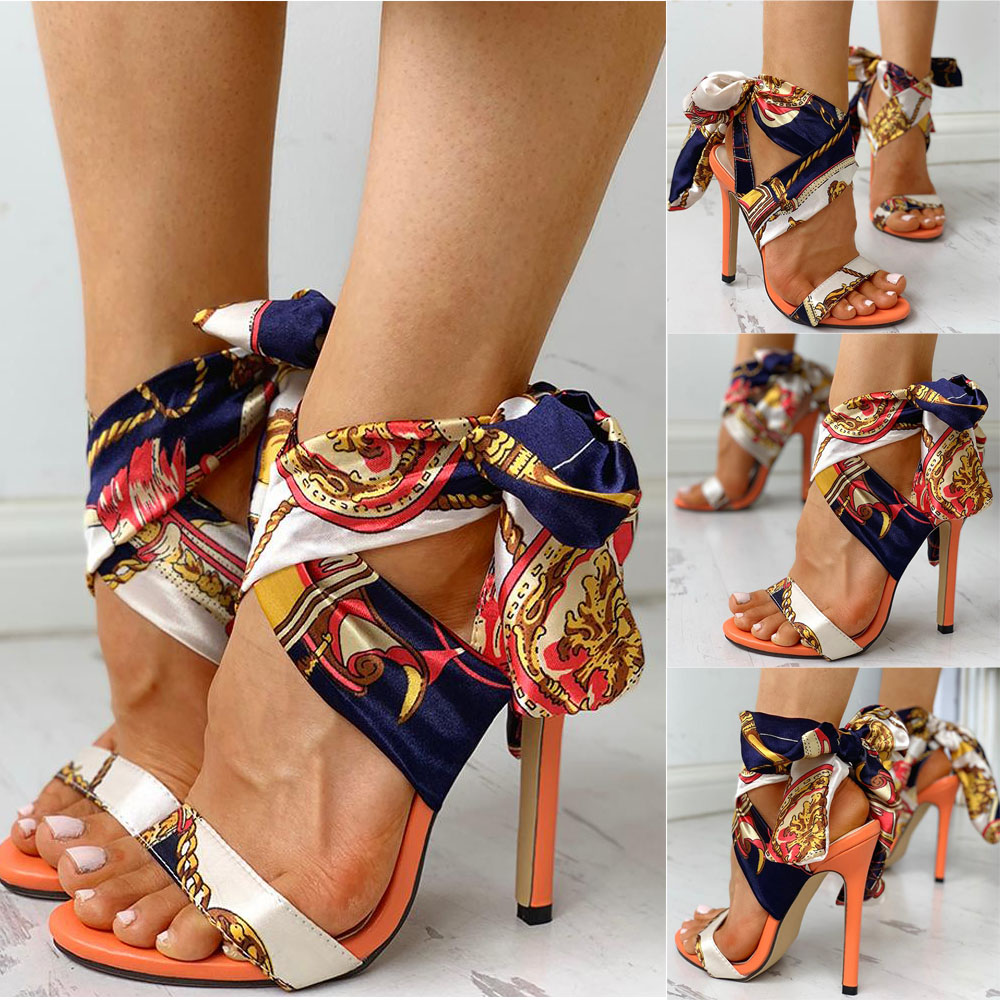 satin tie up heels