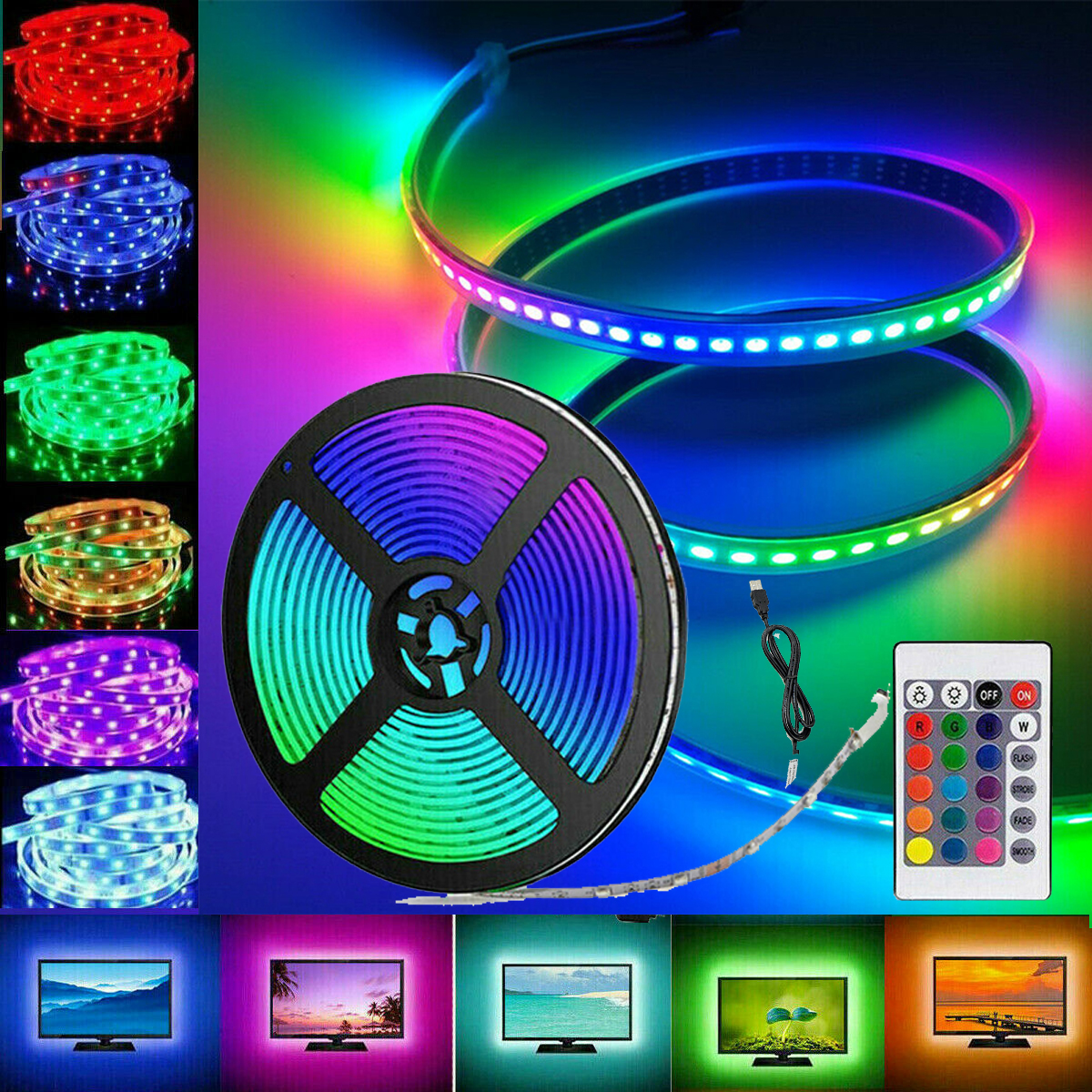 Led Strip Band 5050 Rgb 0 5m 1m 2m Tv Hintergrundbeleuchtung Usb Lichterkette Lamps Lighting Ceiling Fans Home Garden