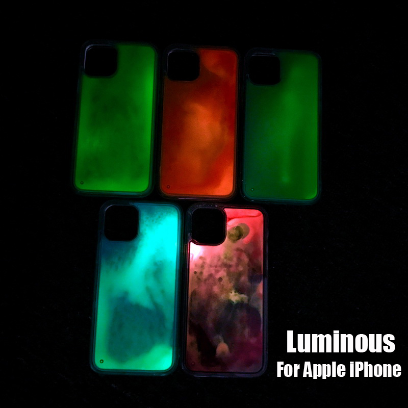 Luminous Case For Iphone 11 Pro Max X Xr 8 Plus Glow Neon Liquid Quicksand Cover Ebay