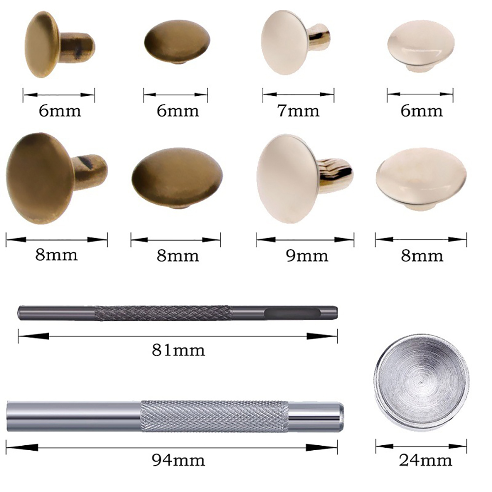120 Set Leather Rivets Double Cap Rivets Metal Fixing Tool Kit for