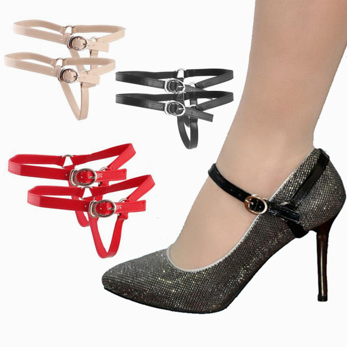 Detachable Leather Shoe Straps Laces Band For Holding Loose High Heeled ...