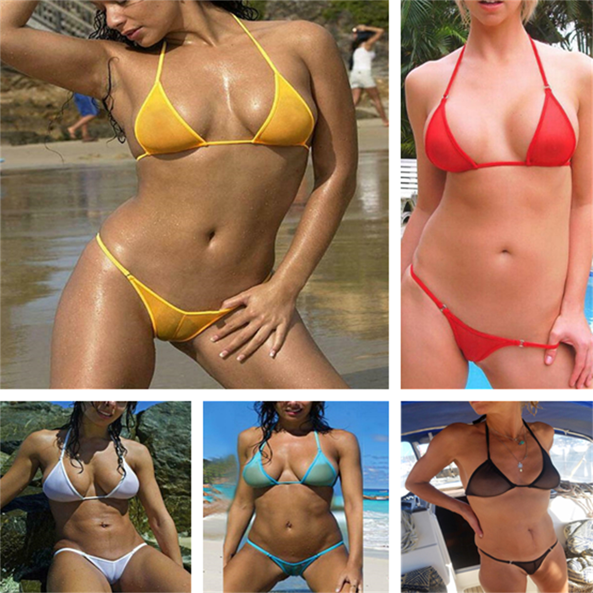 micro bikini pleasure" Mesh Micro Bikini Set Swimwear Women Brazilian Sheer Swimsuit Sexy See  Through | eBay