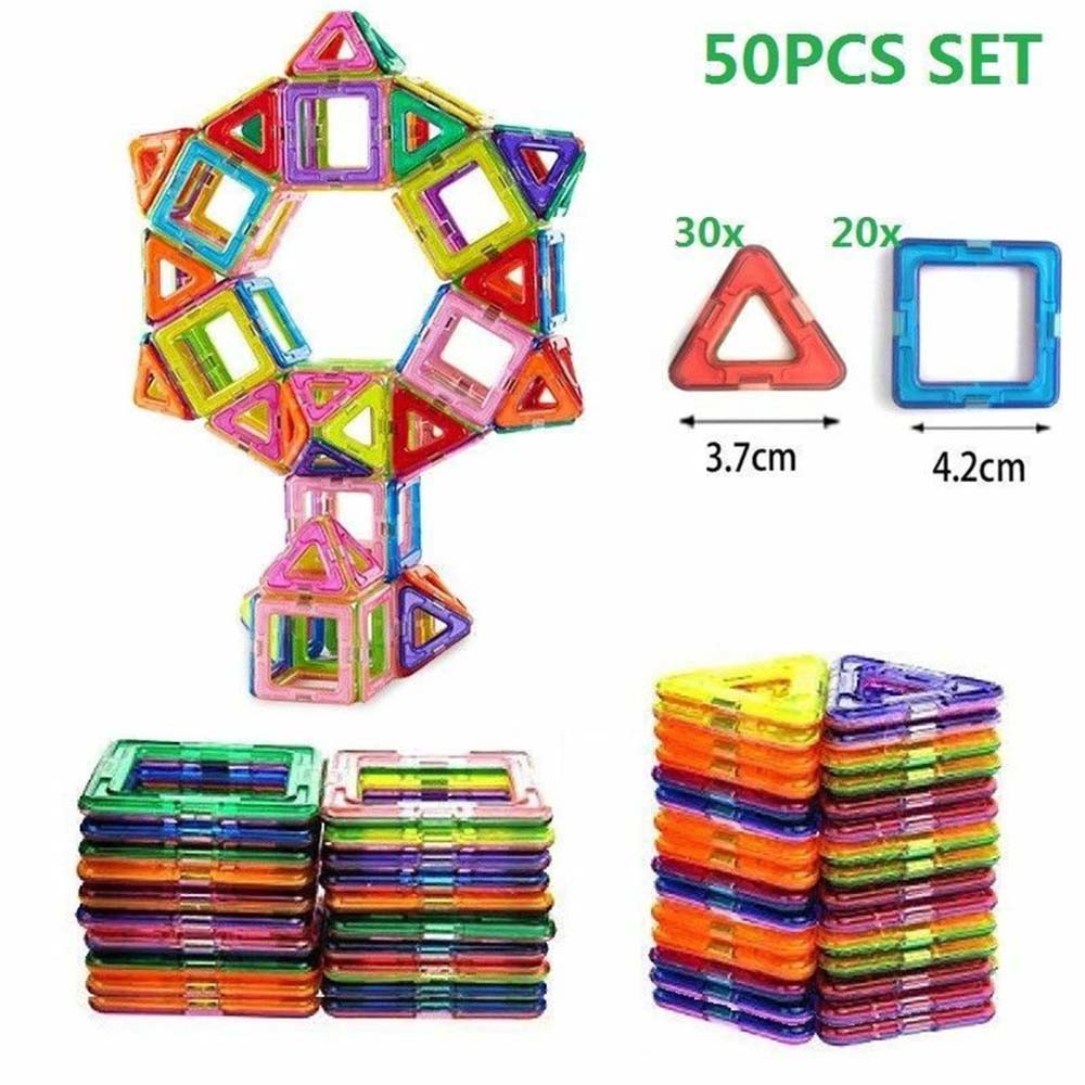 Bộ 50/100 đồ chơi lắp ráp hình nam châm mini DIY giáo dục cho trẻ em, bằng nhựa abs và nam châm an toàn - INTL