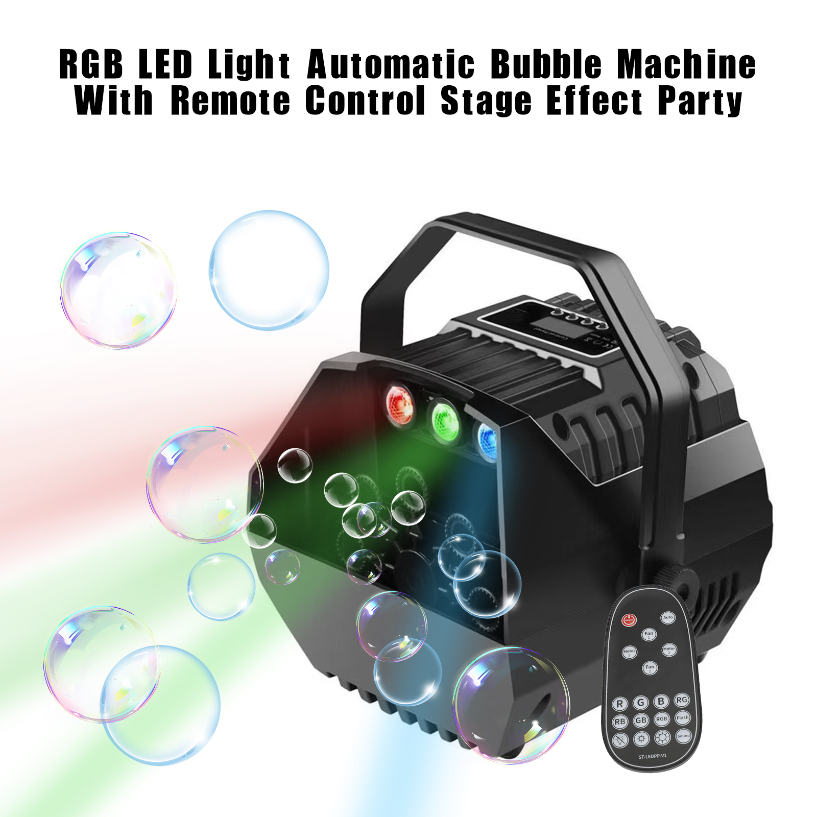 RGB LED Bubble Machine Full Package for Kids and Outdoor Parties