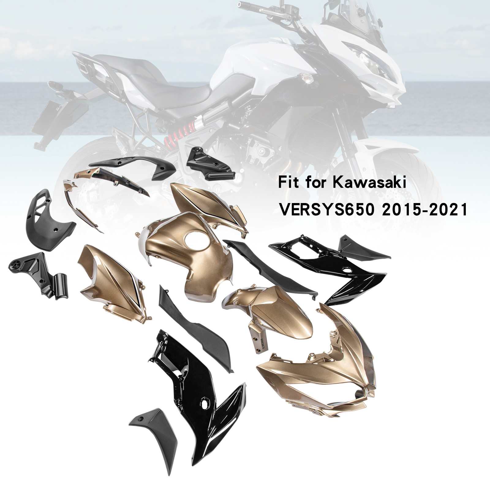 適用於 Kawasaki VERSYS 650 2015-2021 全車彩繪車殼附油桶罩007-極限超快感