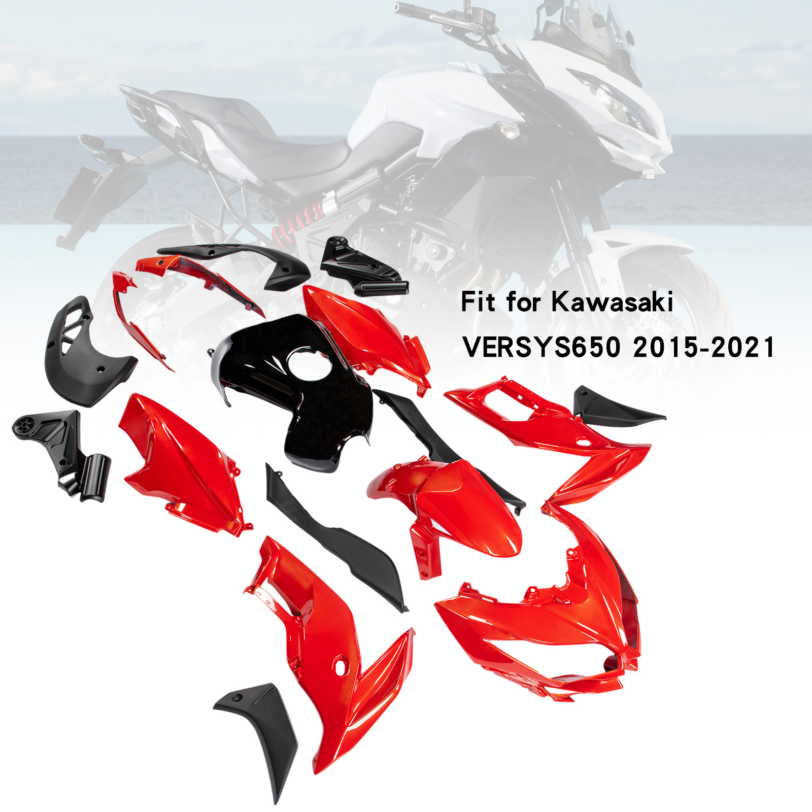 適用於 Kawasaki VERSYS 650 2015-2021 全車彩繪車殼附油桶罩009-極限超快感