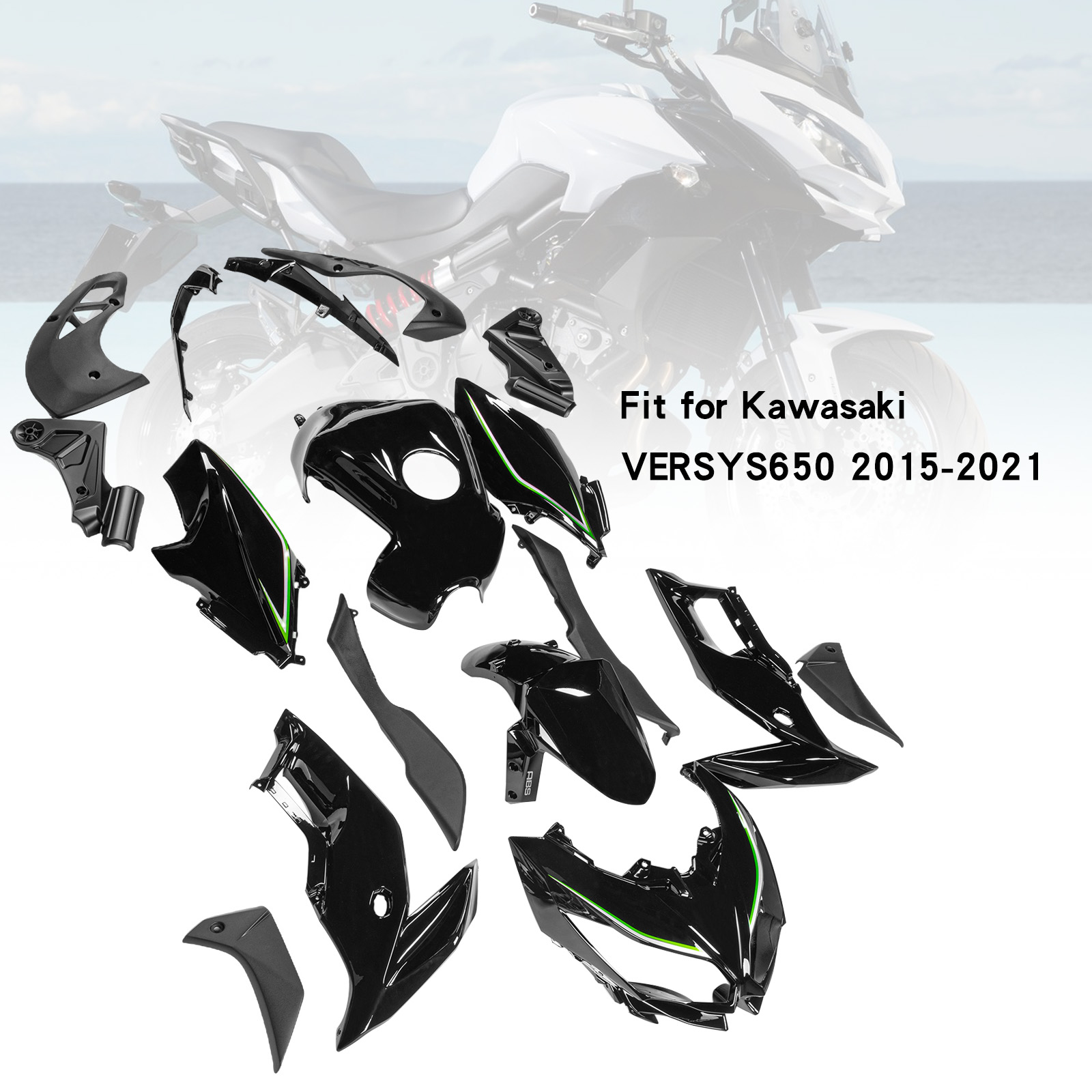 適用於 Kawasaki VERSYS 650 2015-2021 全車彩繪車殼附油桶罩010-極限超快感