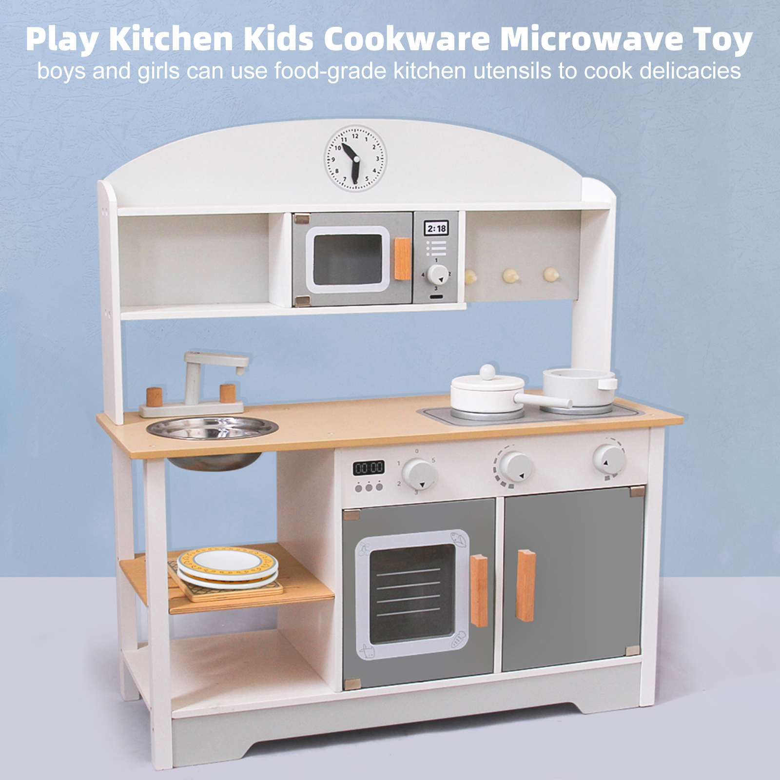 Play Kitchen Kids Cookware Microwave Toy Gift Play Set For Boys Girls Age 3-8 detail view 3