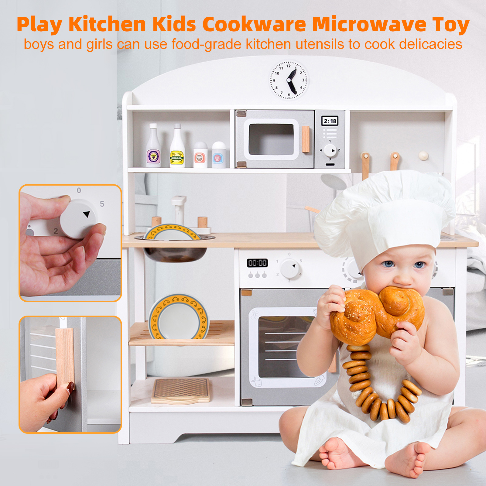 Play Kitchen Kids Cookware Microwave Toy Gift Play Set For Boys Girls Age 3-8 detail view 4