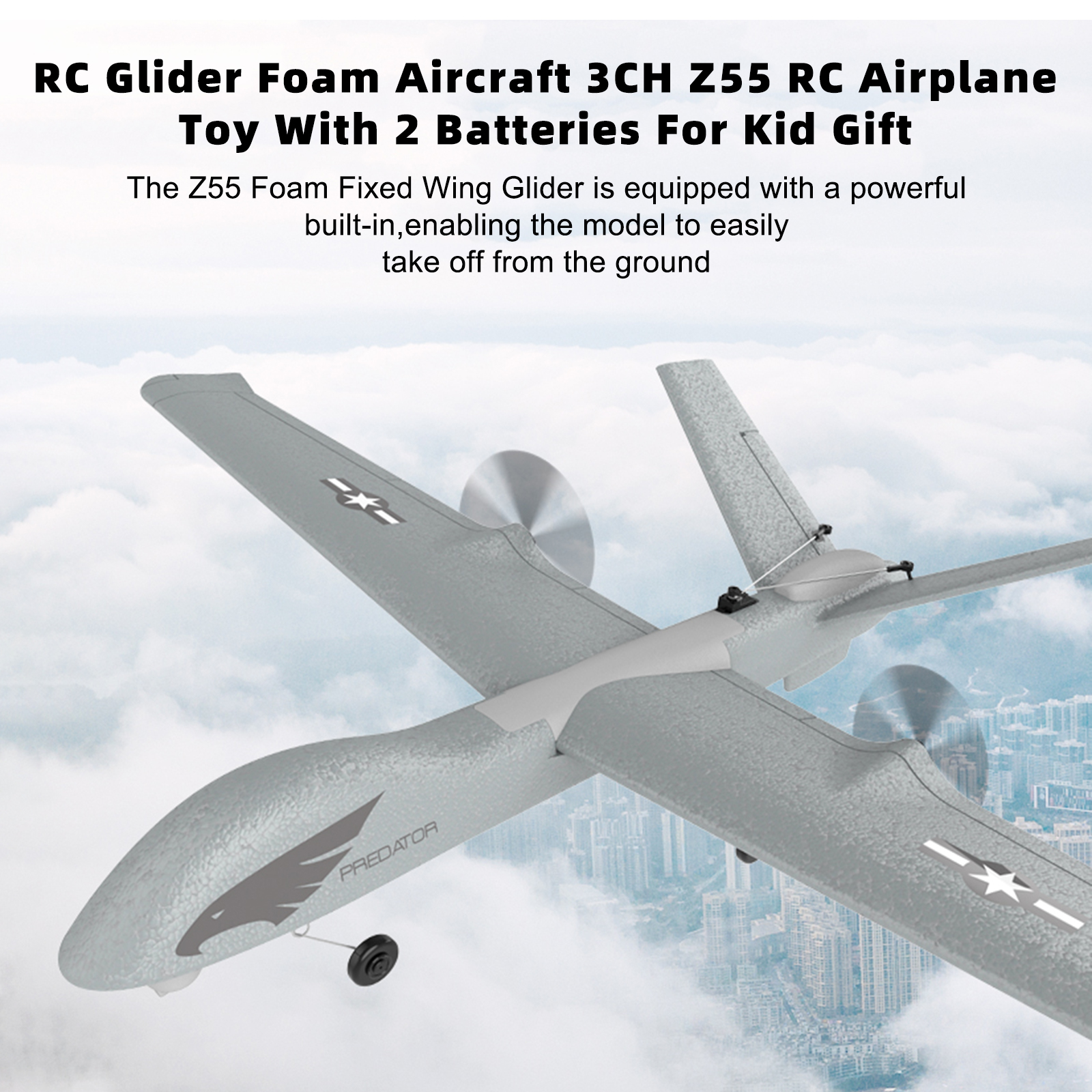 RC Glider Foam Aircraft 3CH Z55 RC Airplane Toy With 2 Batteries For Kid Gift detail view 1