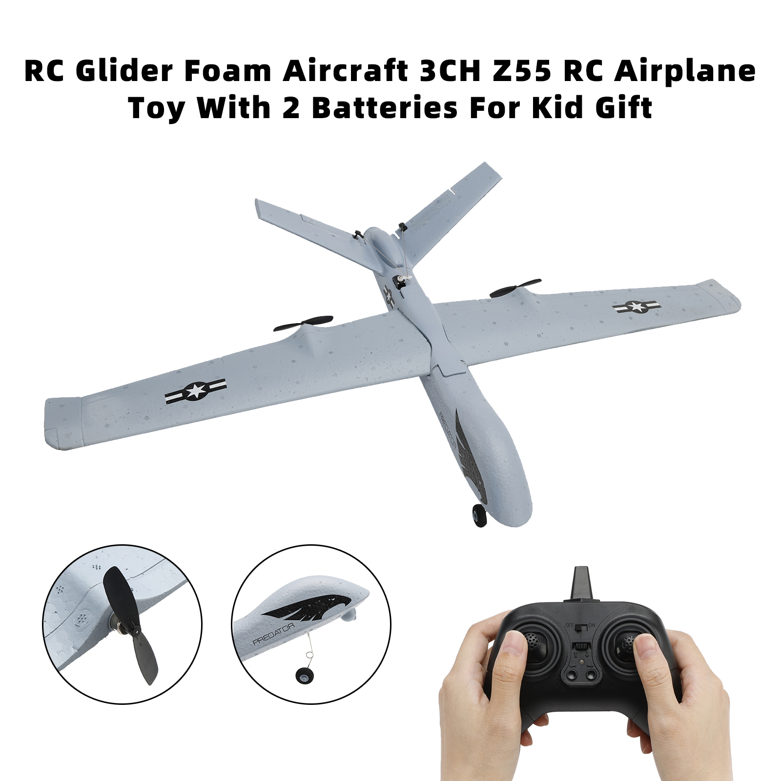 RC Glider Foam Aircraft 3CH Z55 RC Airplane Toy With 2 Batteries For Kid Gift detail view 2