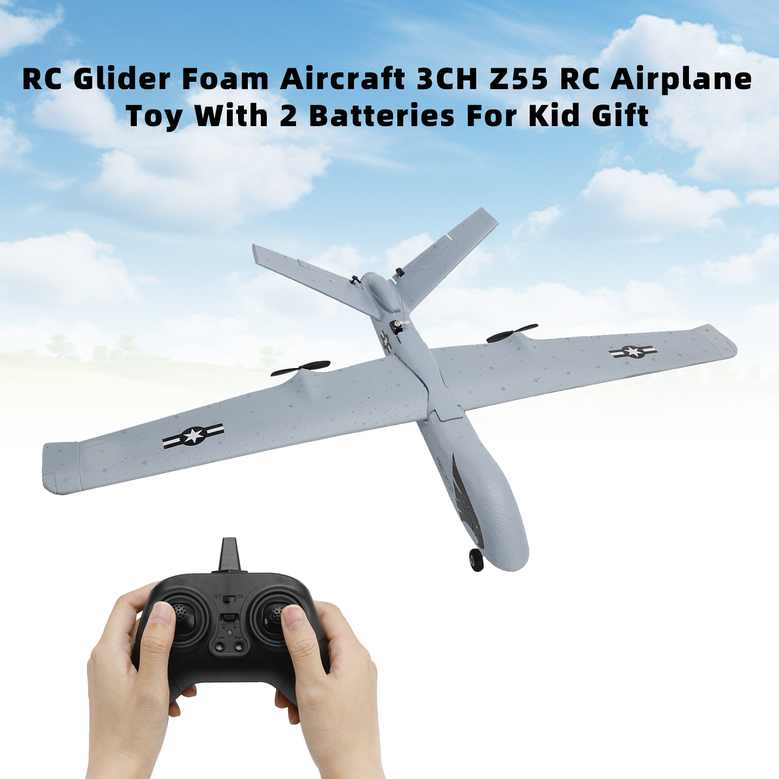 RC Glider Foam Aircraft 3CH Z55 RC Airplane Toy With 2 Batteries For Kid Gift detail view 3