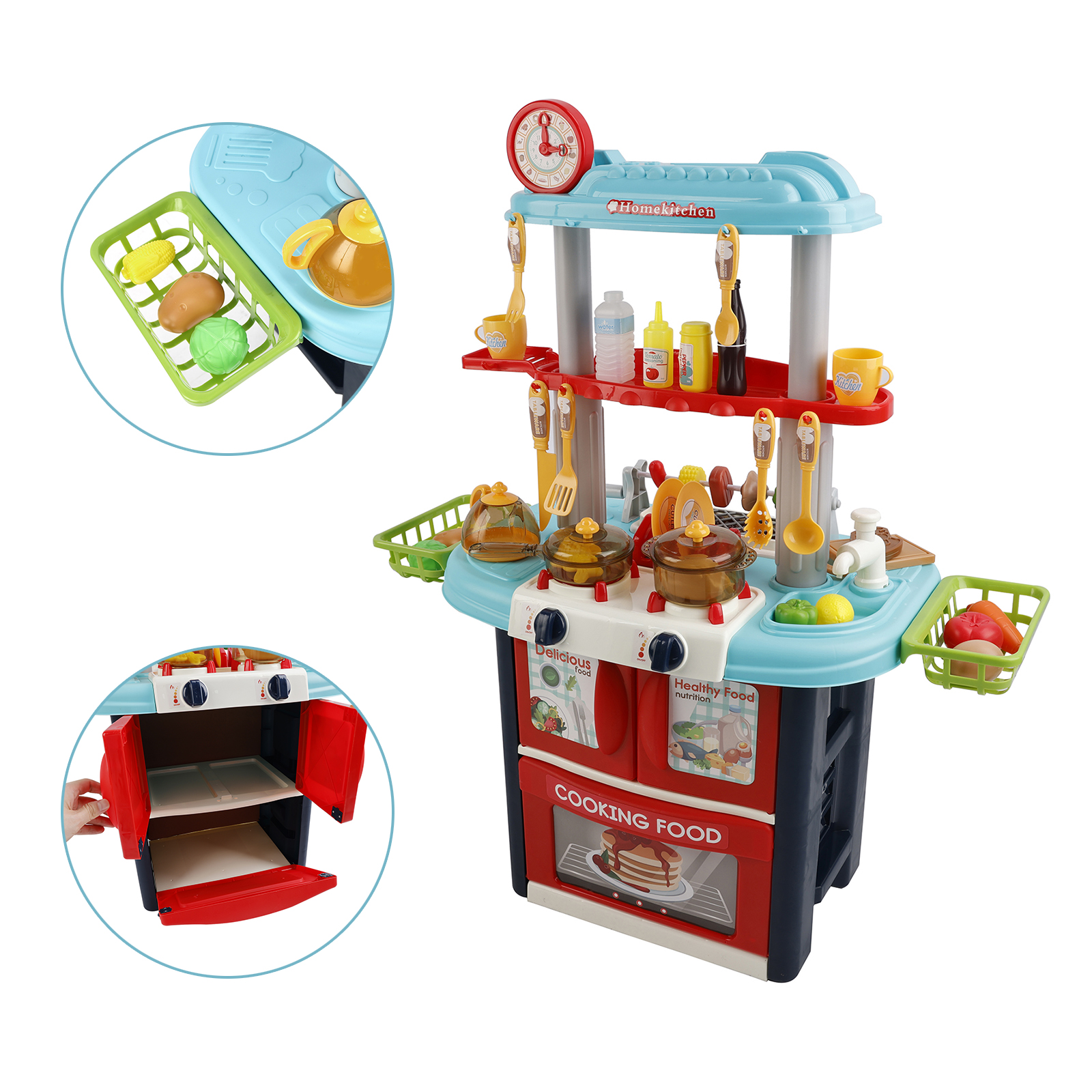 Plastic Tableware Kitchen Set With Sound, Light And Spray Function Kid Toy Blue detail view 1