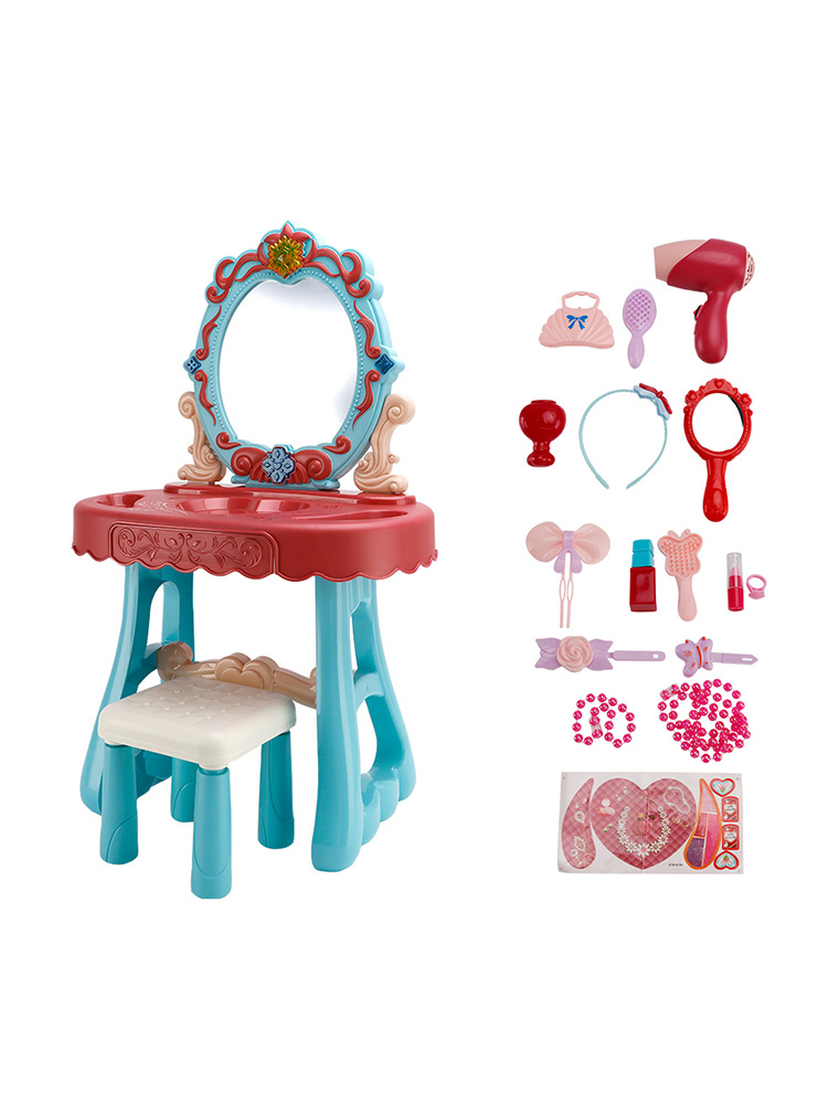 Toddler Makeup Table with Mirror and Chair, Kids Makeup Vanity Set with Accessories and Lights and Music Sounds, Makeup Accessories & Blowdryer for Toddlers 3+ Years Old detail view 4