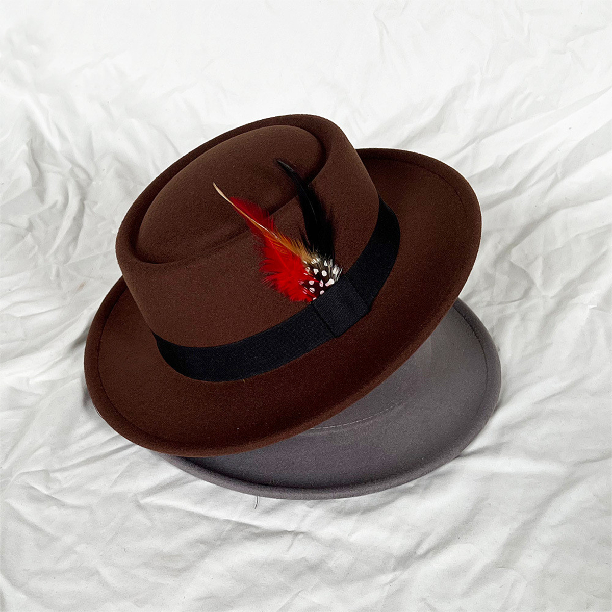 WIDE BRIM PANAMA WOOL FEATHER HAT Crushable Panama Hat Vintage Elegant Fedora Hat For Women  main image 2