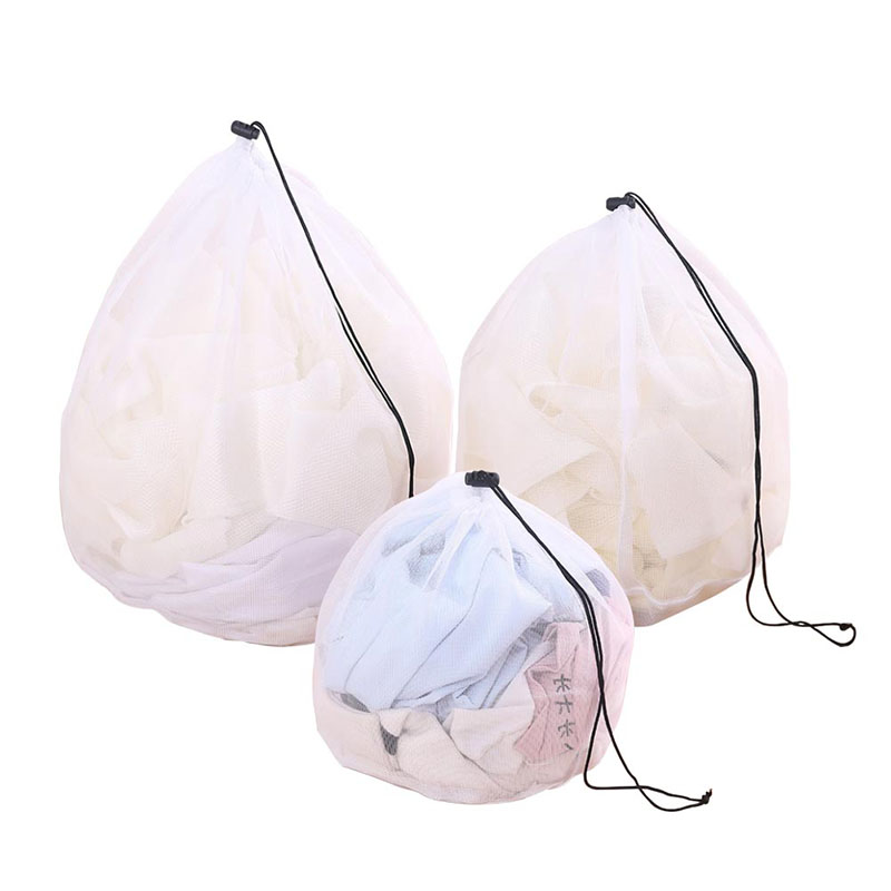 Nylon Drawstring Mesh Net Bags S/M/L Laundry Bag Pouch for Socks Bra ...