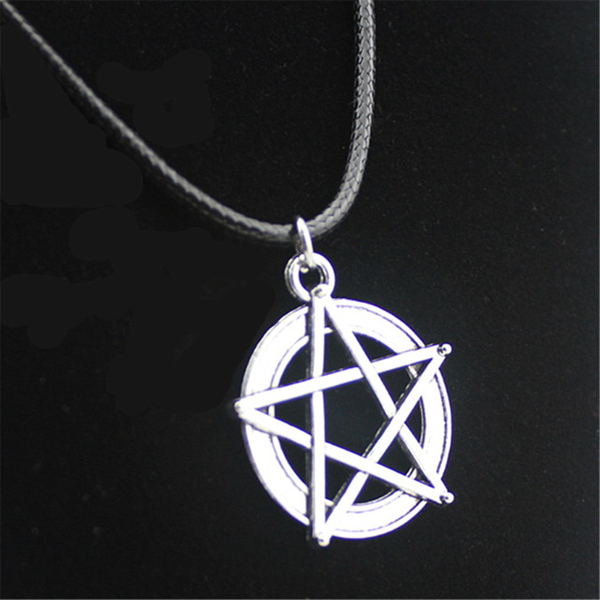 Pentagram Pendant Necklace Pentacle Leather Rope Pagan Amulet Wicca ...