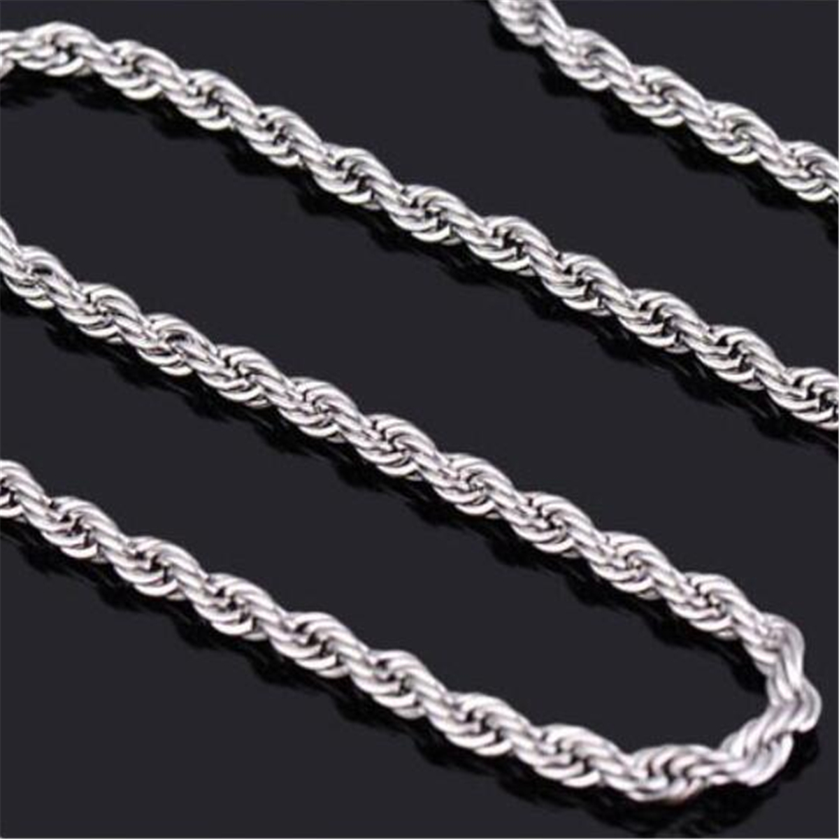 Fashion Titanium Steel Men Version Twist Rope Chain Silver Necklace ...