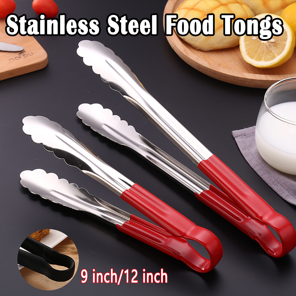 Colour Coded Stainless Steel Locking Food Serving Tongs 9/" //12/" From 2 Colours