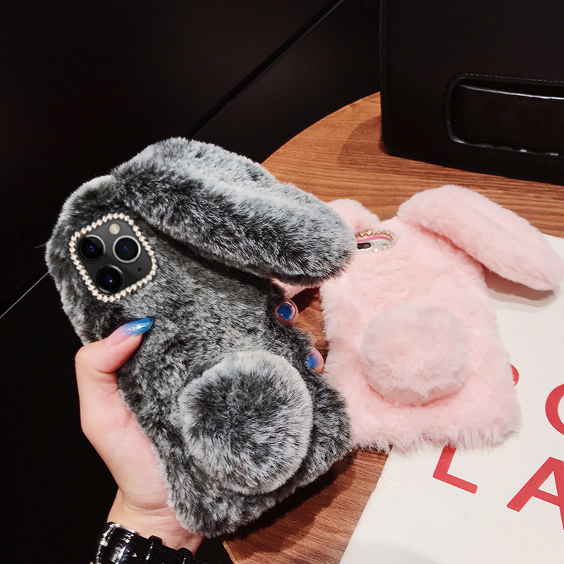 Comfy Bunny Rabbit Fluffy Soft Case Cover For iPhone 11 Pro Max SE 2 XS