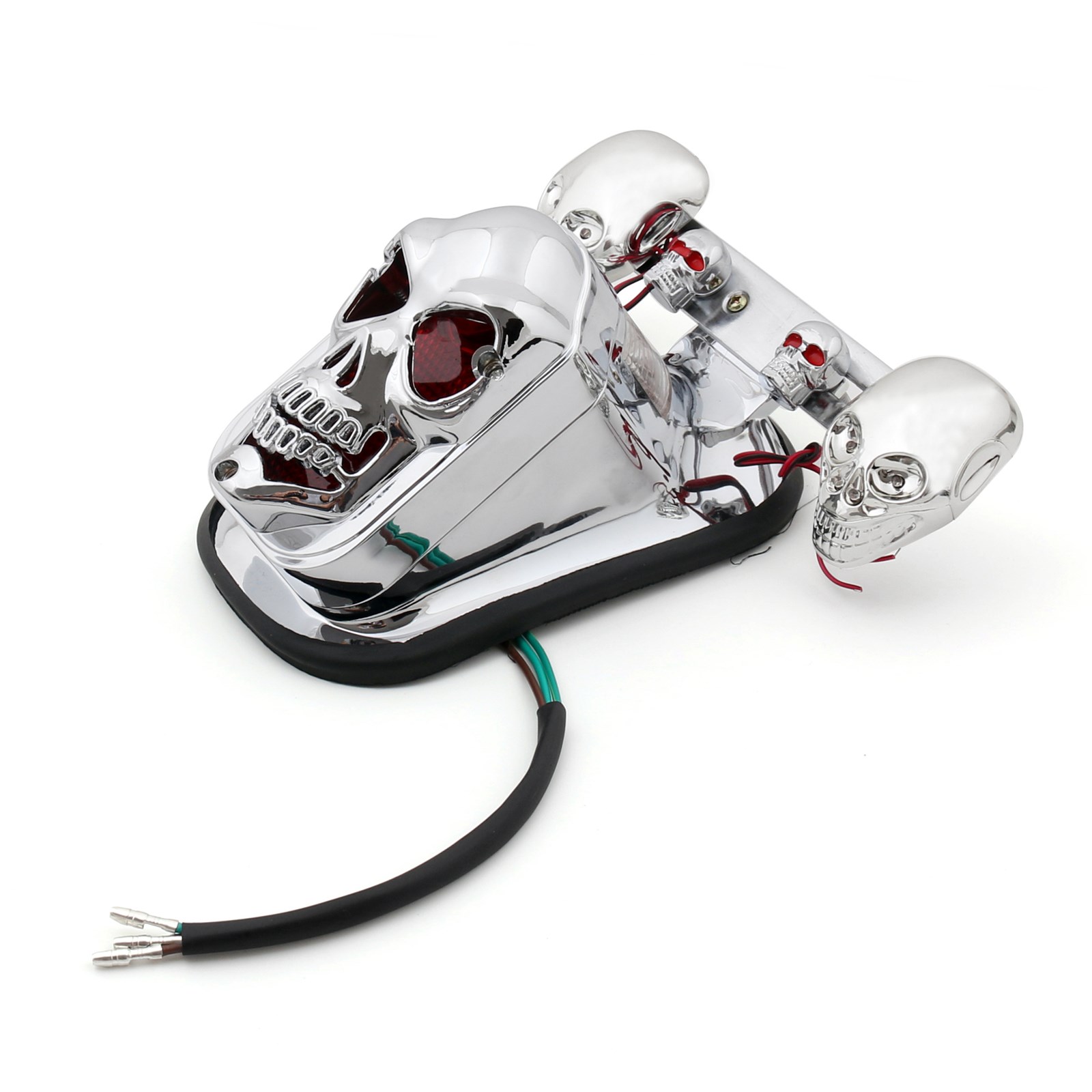 Chrome Motorcycle Skull Turn Signal Rear Brake Stop Tail Light Fit