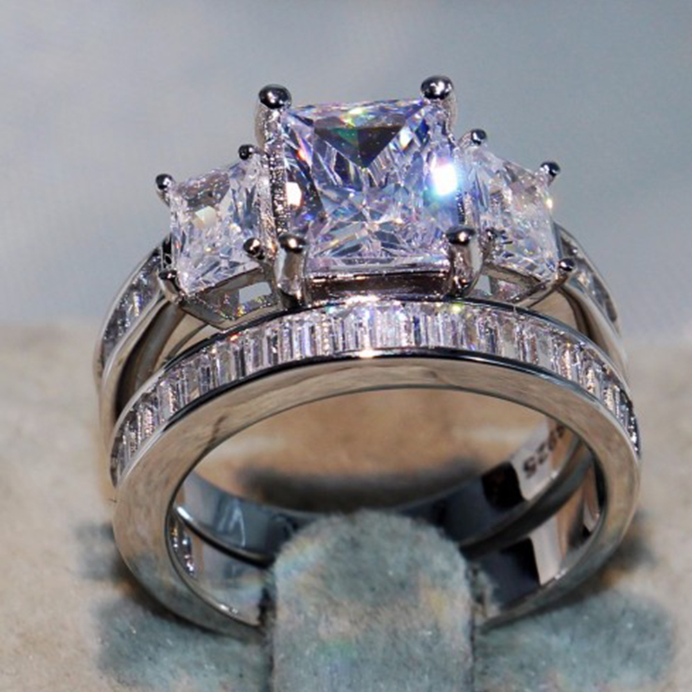 Bijoux Unique Femmes Taille 6-10 Zircon Cubique Ailes Forme Plaqué Argent Anneau