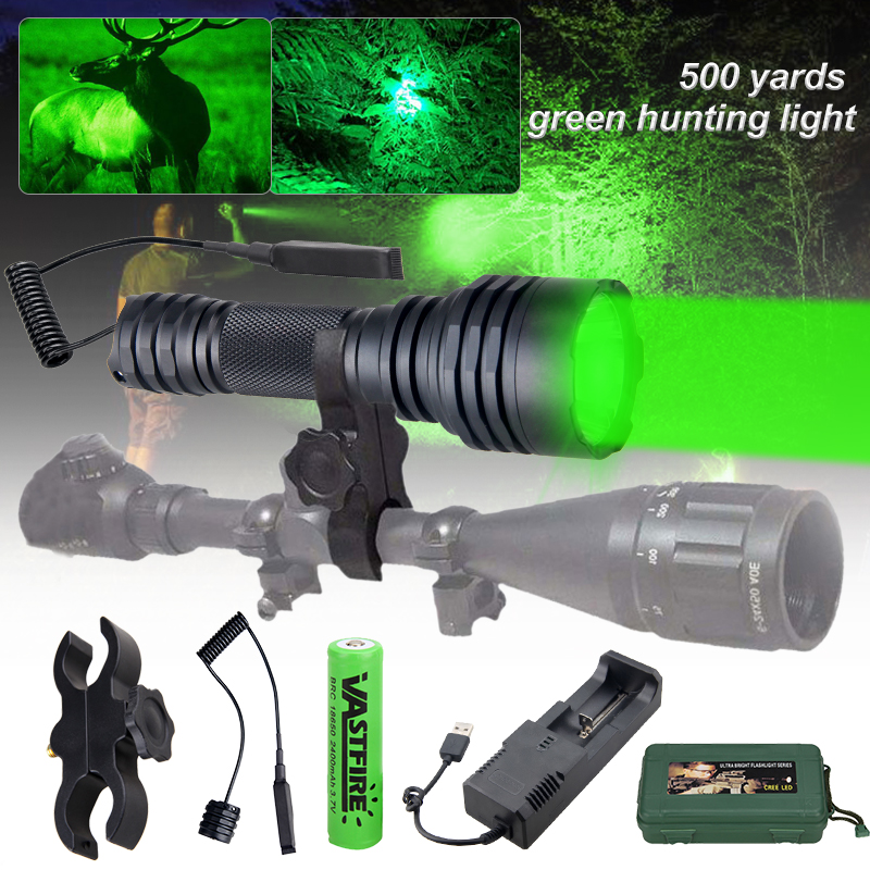 500 yard Hunting Flashlight LED Green Light Coyote Hog Predator Weapon