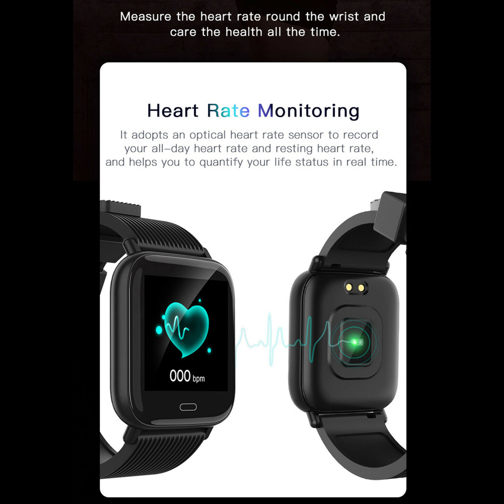 waterproof sport smart watch blood pressure heart rate monitor for ios android