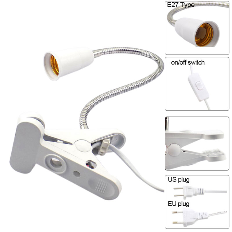 Single/Dual E27 Socket Bulb Lamp Holder Base Adjustable Light Clip On