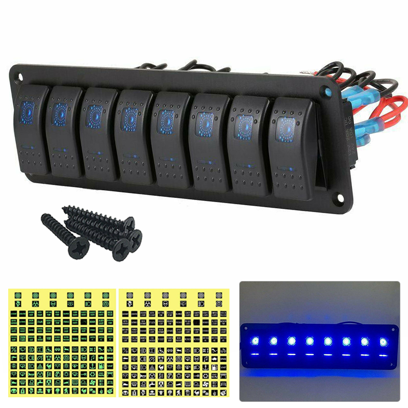 Avutrel 8-Fach Schalterpanel 12V/24V - Marine Schaltpanel Mit RGB Beleuchtung 60A