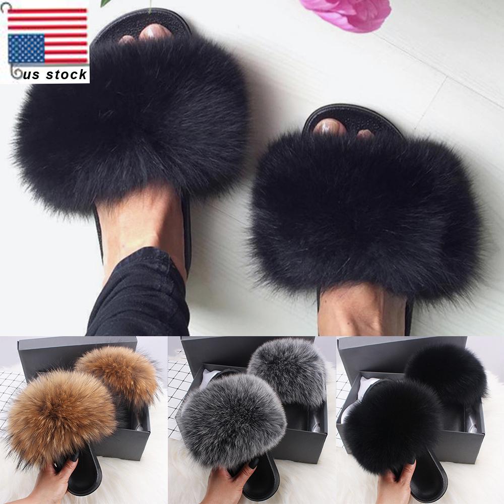 womens fluffy slider slippers